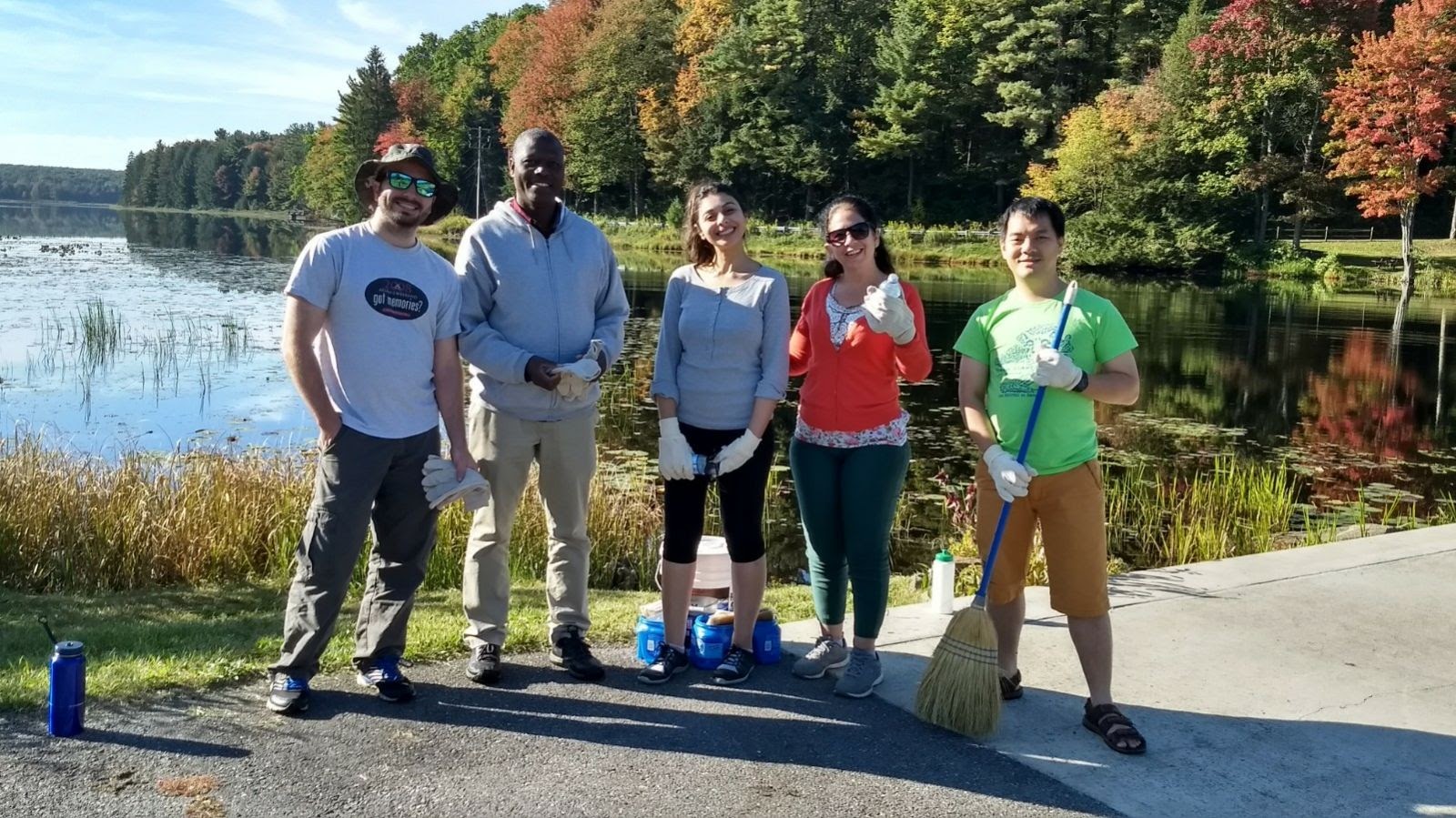 Volunteering at lake.