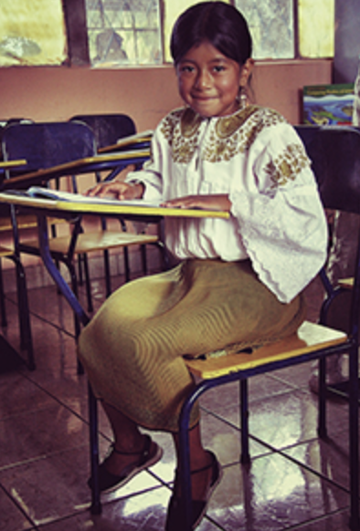 Student sitting at their desk. 